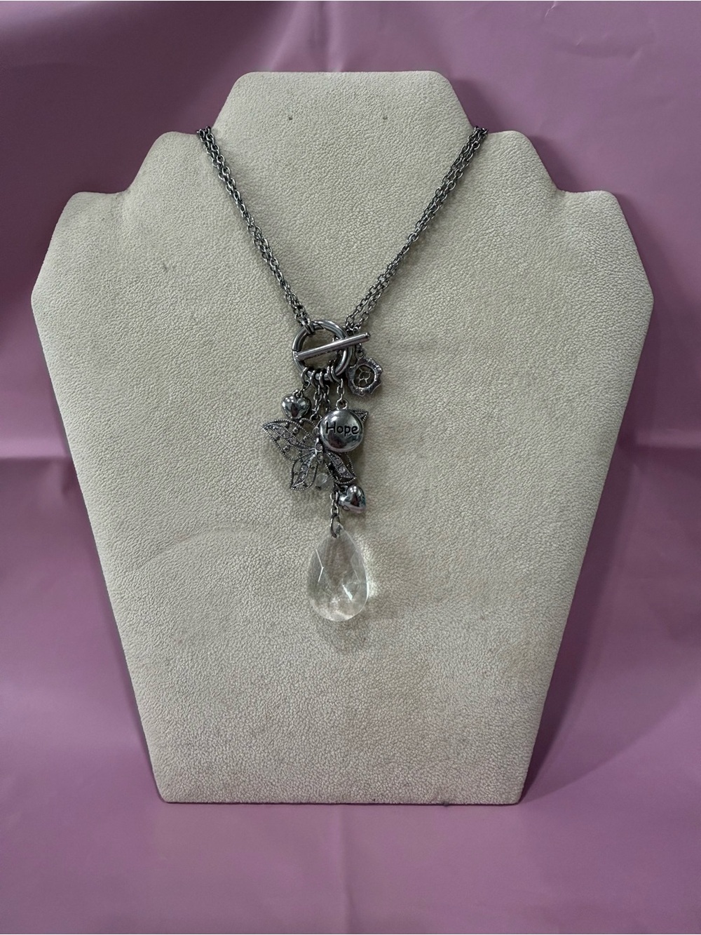 Hope Charm Silver-Tone Pendant Necklace - Women Jewelry